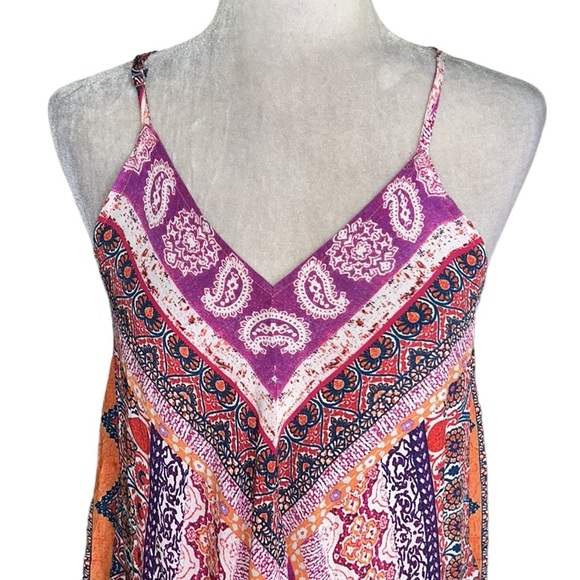 Tolani Anthropologie Paisley Handkerchief Hem Asymmetrical Midi Slip Dress - M - Picture 4 of 13